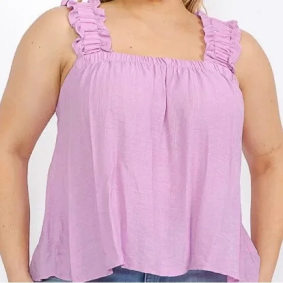 ⭐️Purple Ruffled Sleeveless Tank Top - Picture 3 of 4